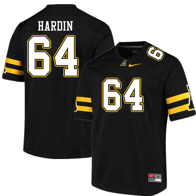 Men #64 Will Hardin Appalachian State Mountaineers College Football Jerseys Sale-Black